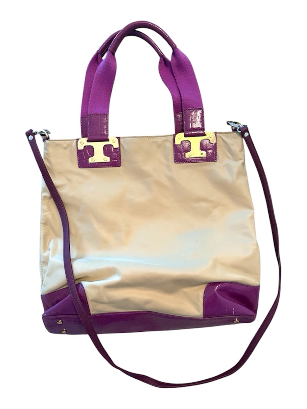 Tory Burch Medium Canvas Purple Tote Purse